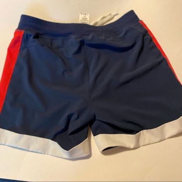 Tommy Hilfiger hi rise sports shorts navy red drawstring 5” lined shorts S/M - Picture 9 of 10
